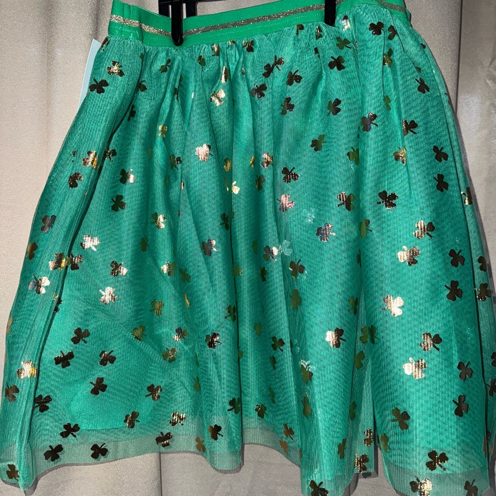 Big girl Green and Gold clover Skirt